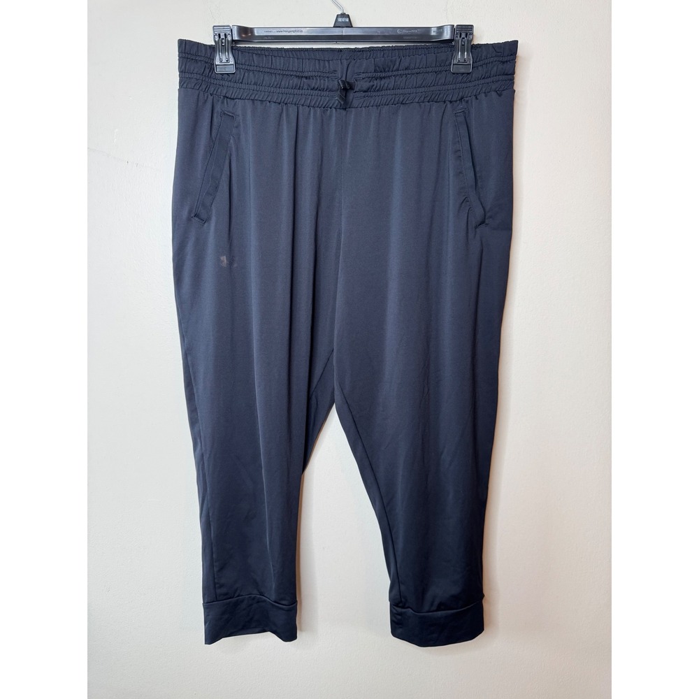 Under Armour Womens XL Black HeatGear Cropped Joggers Athletic Sweatpants Pocket